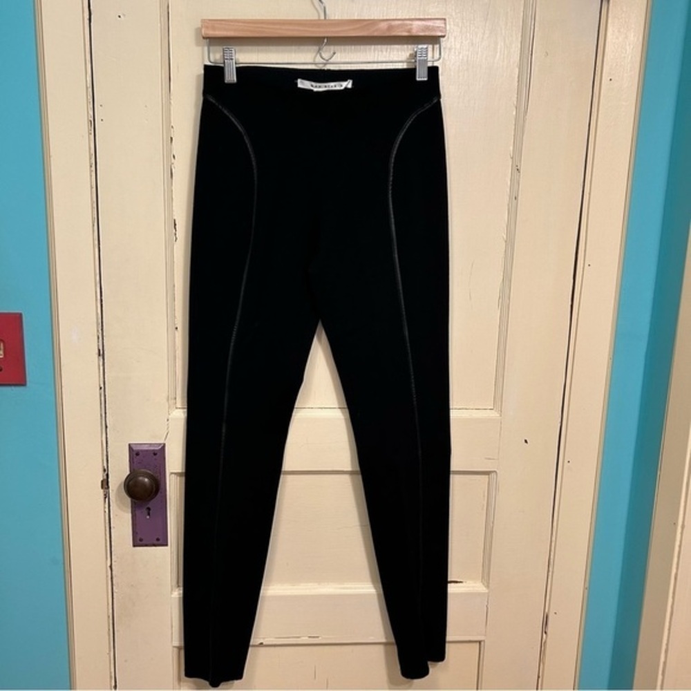 Faux Leather Trimmed Ponte Knit Leggings